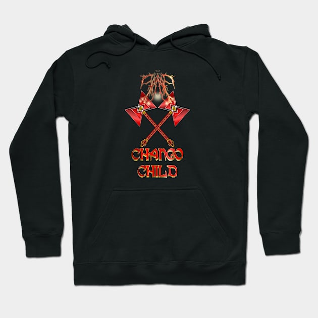 Chango Child Twin Lightining Thunder Axe Hoodie by geodesyn